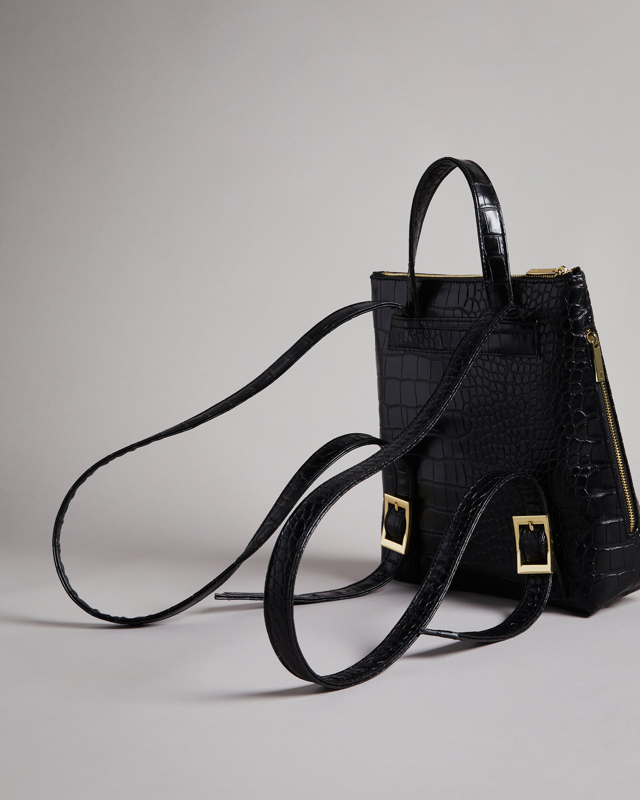 Black patent Ted Baker tote bag with rose gold... - Depop