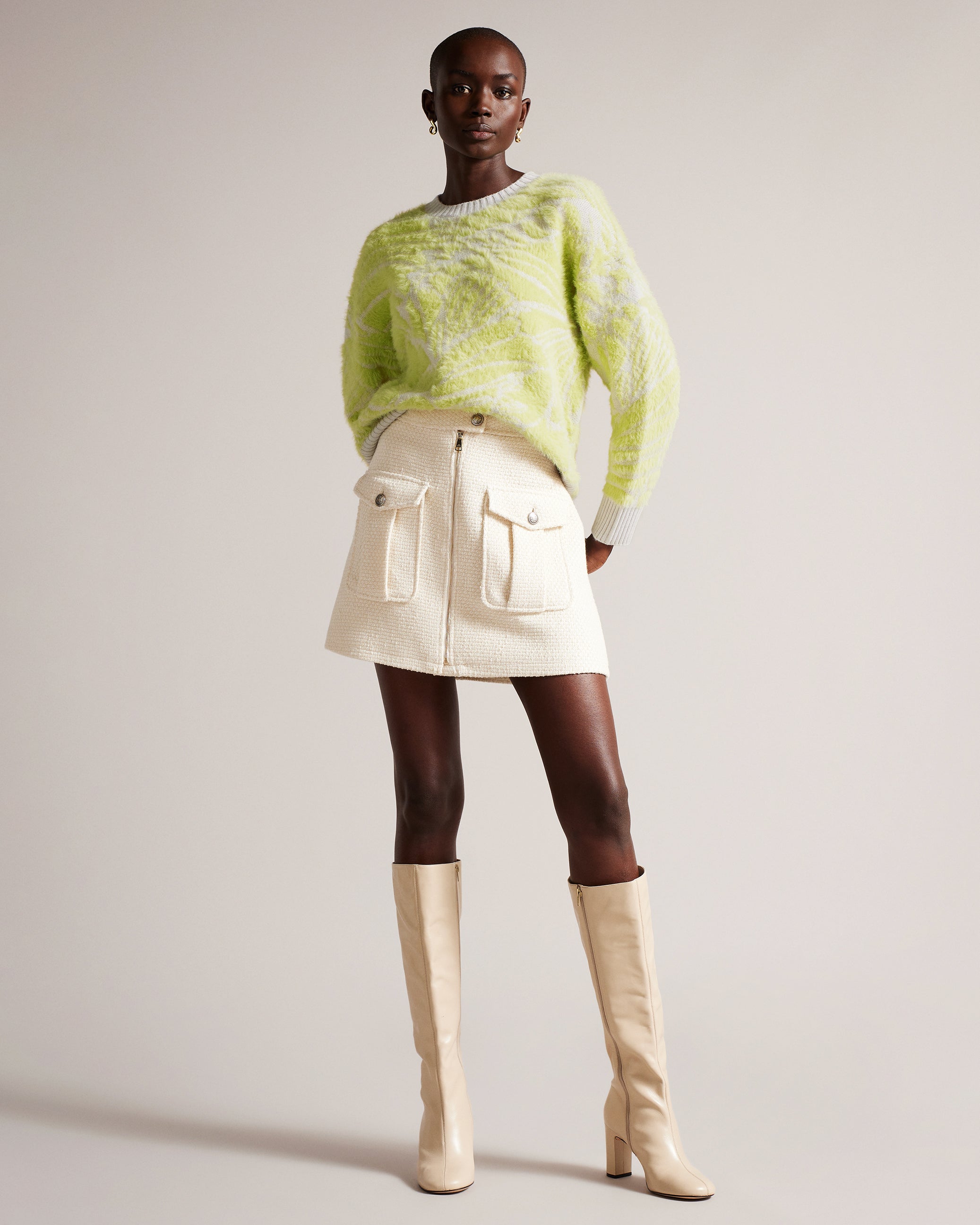 ALAIA Ribbed Wool Fit-Flare Mini Skirt - Bergdorf Goodman