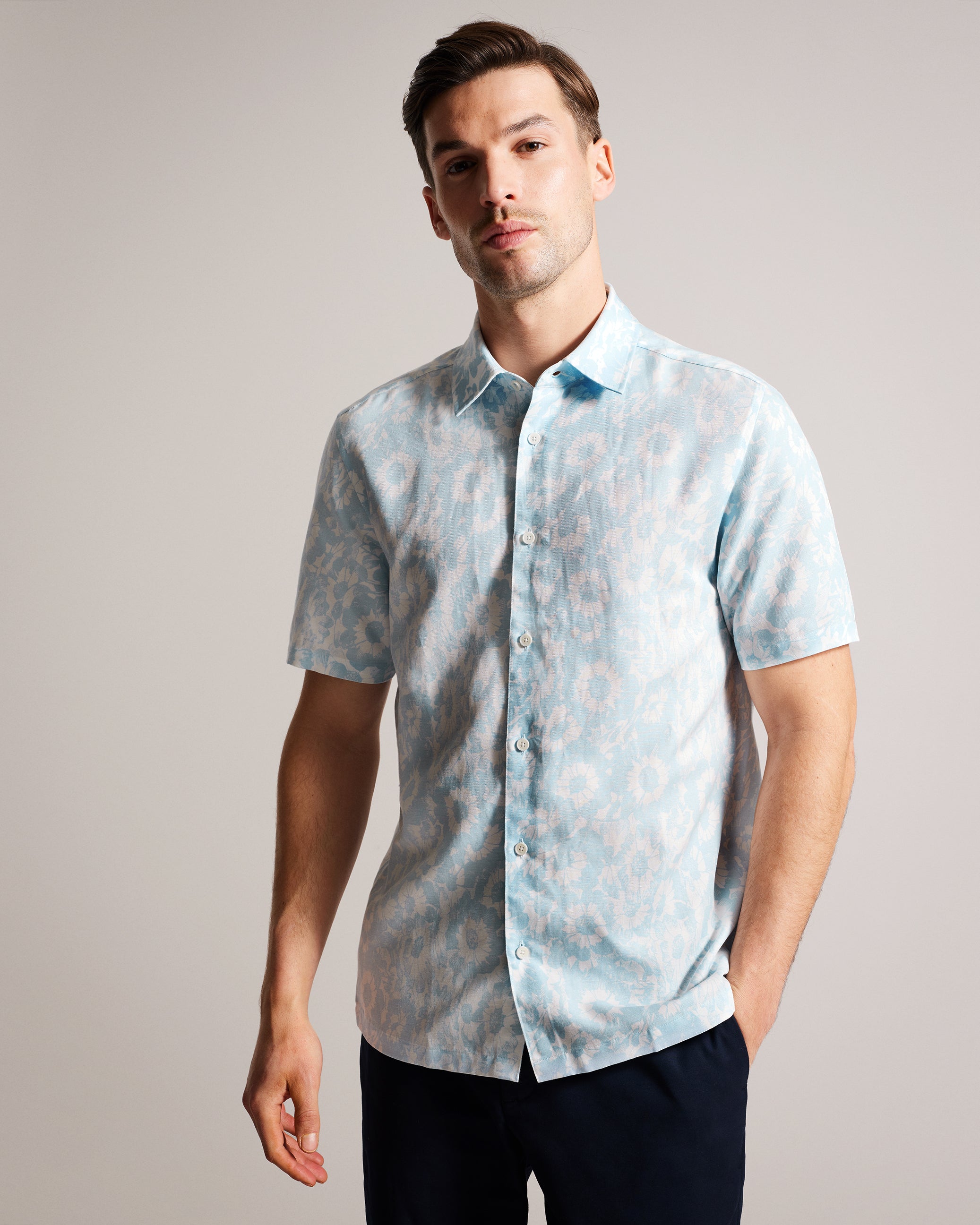 FLAISBY - Short Sleeve Linen Blend Floral Print – Ted Baker, United States