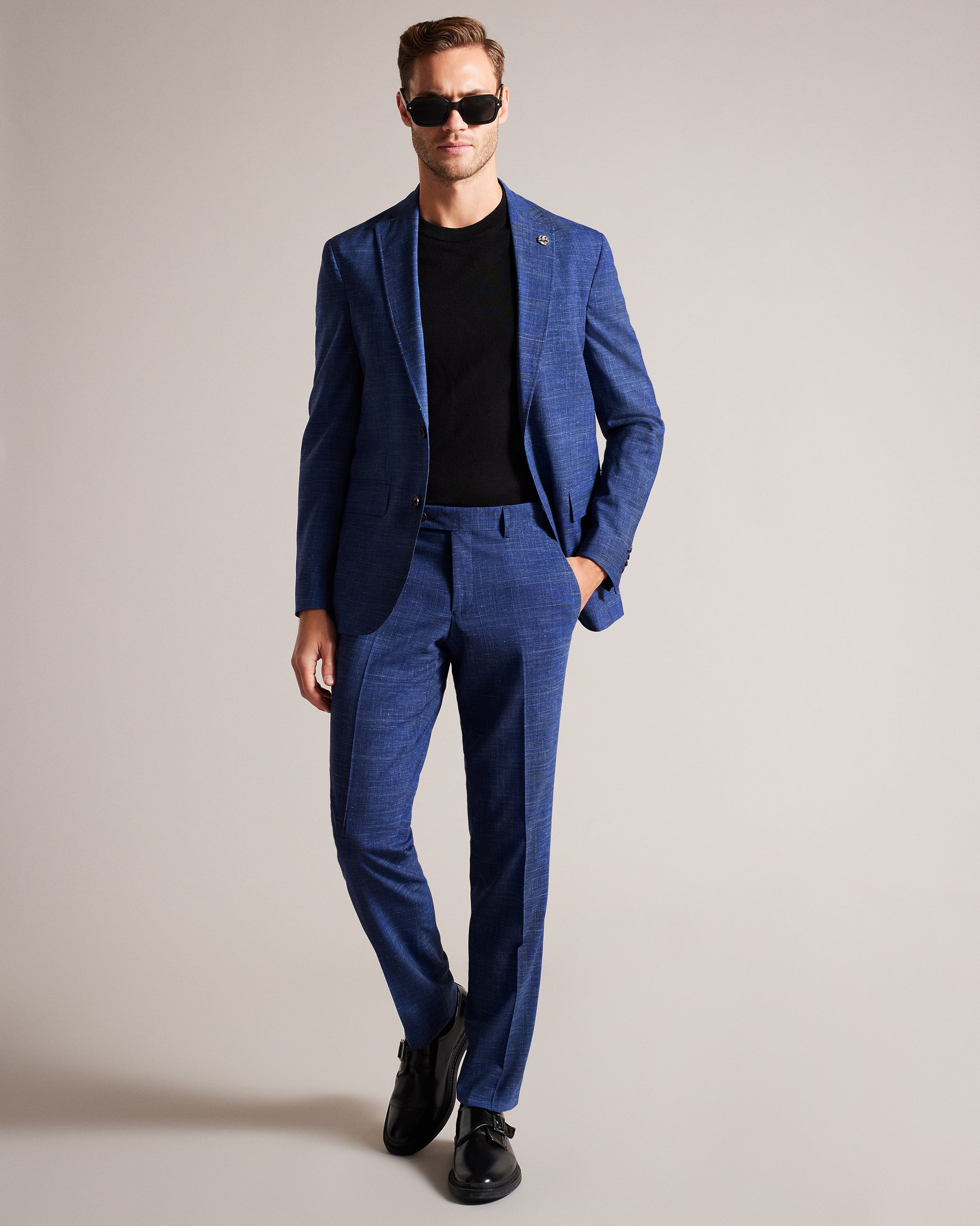 Men's Slim Single Breasted Micro Check Suit Jacket | Boohoo UK